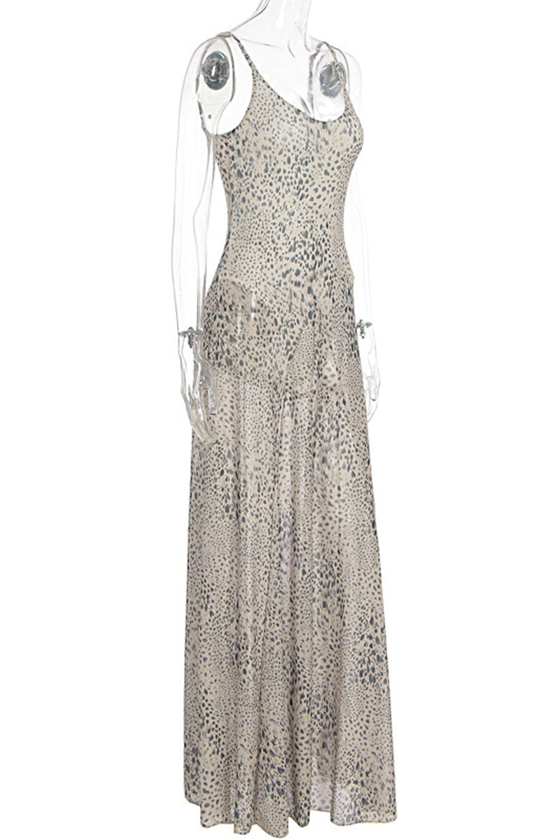 Animal Print Spaghetti Strap Maxi Dress