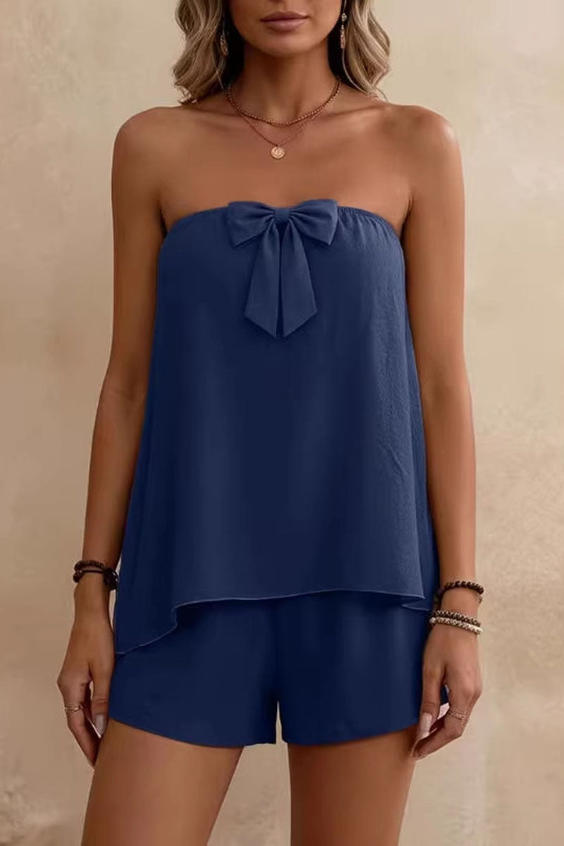 Bow Strapless Top and Short Set