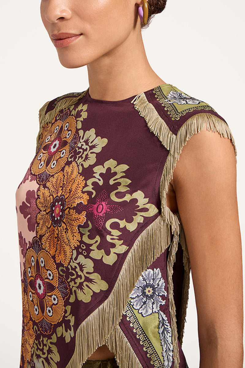Asymmetric Fringe Hem Sleeveless Top