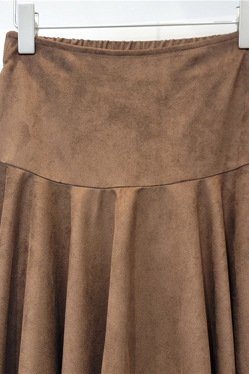 Asymmetric Ruffle High-Waist Midi Skirt