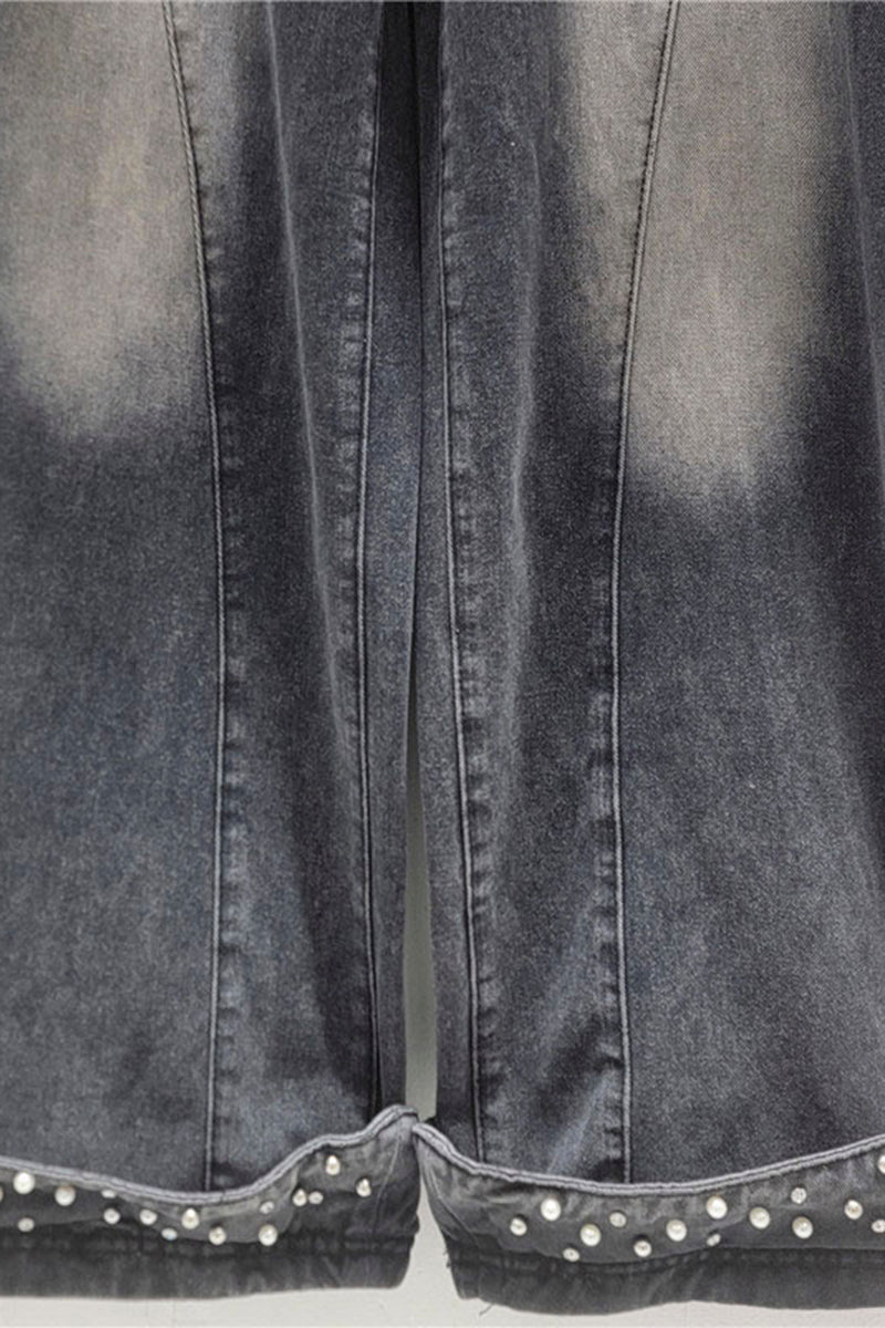 Beading Detail Barrel Jeans