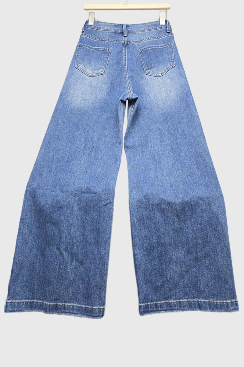 Butterfly Embellished Wide Leg Jeans