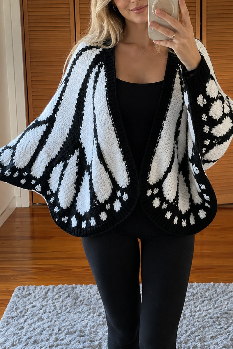 Butterfly Wing Knit Open Front Cape