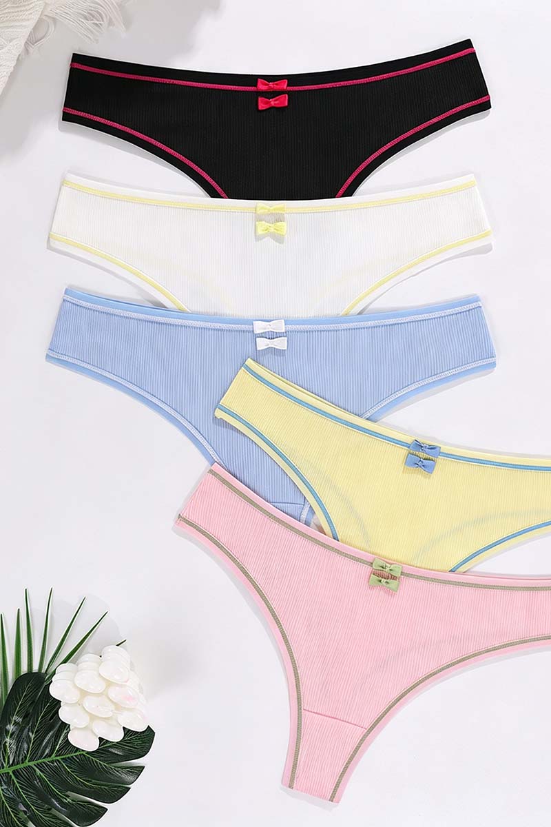 Bow Accent Ribbed  Panties