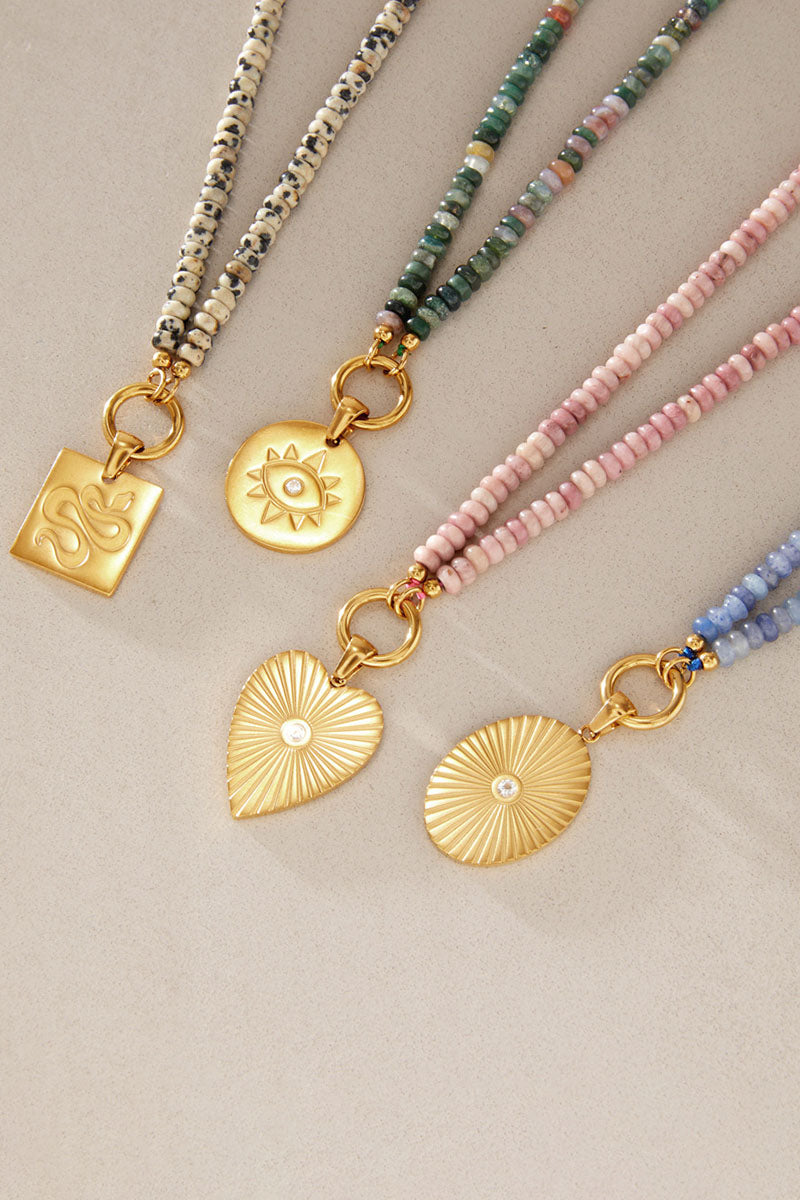 Beaded Chain Geometric Pendant Necklace