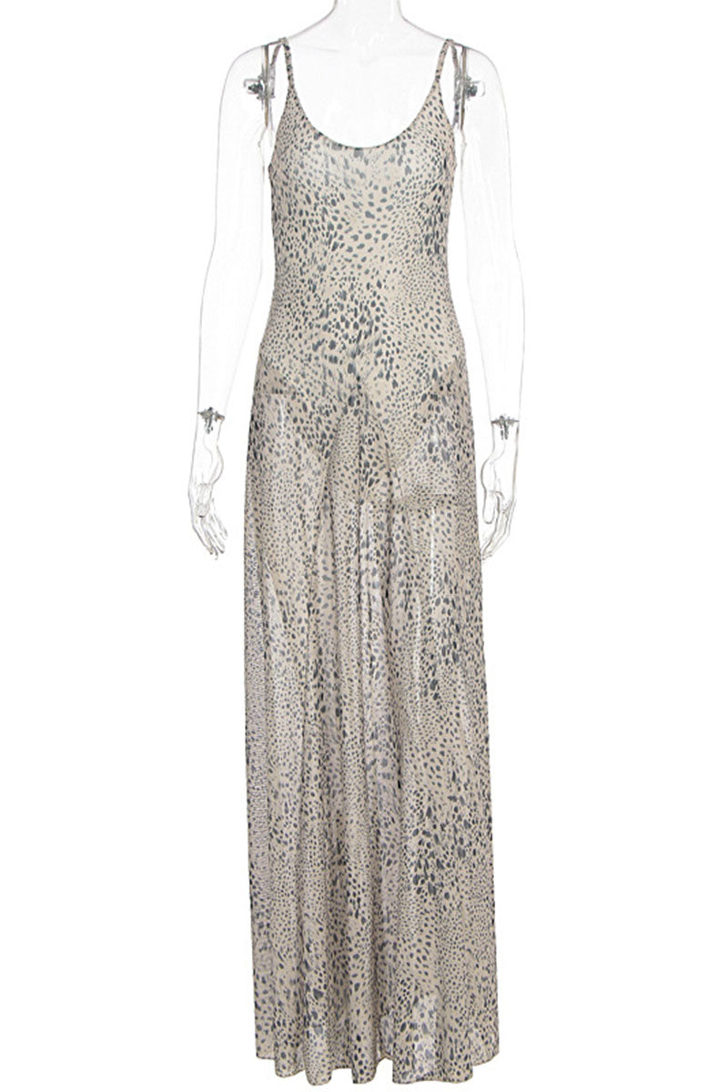 Animal Print Spaghetti Strap Maxi Dress