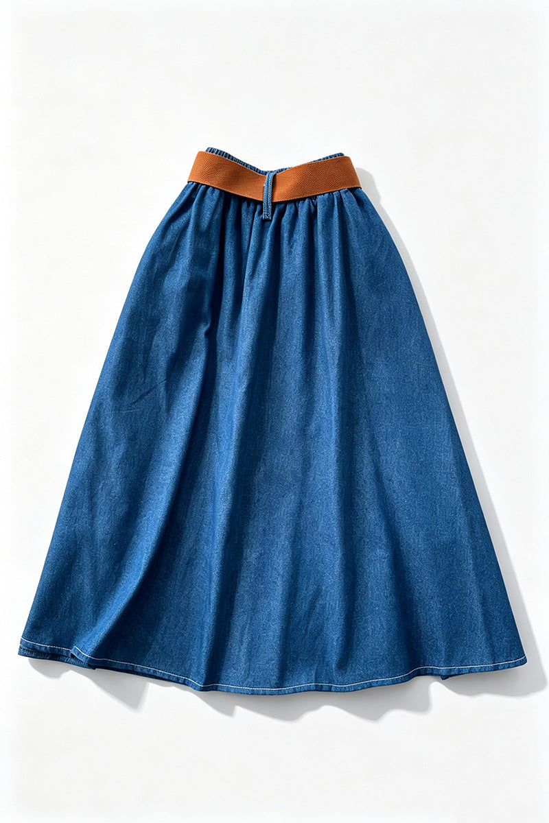 Button Decoration Denim Skirt