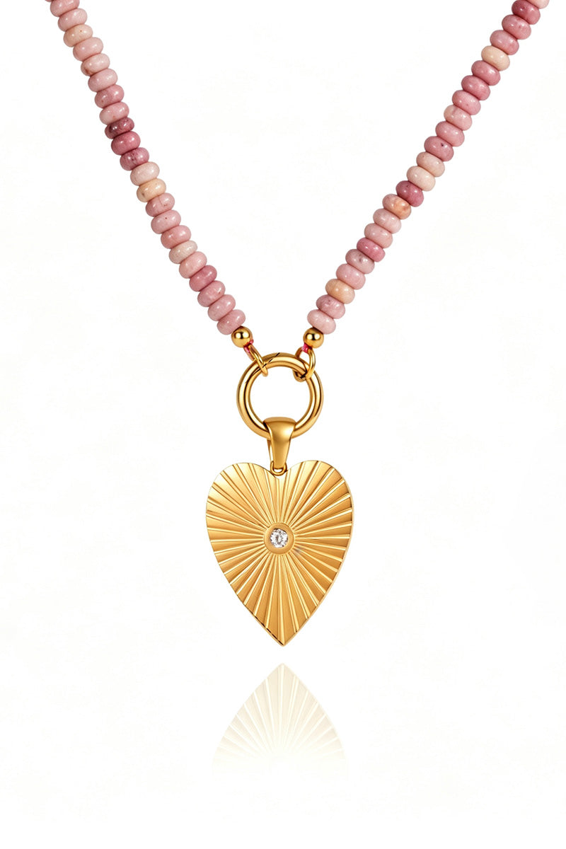 Beaded Chain Geometric Pendant Necklace