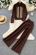 Braided Detail Zip Front Pants Set