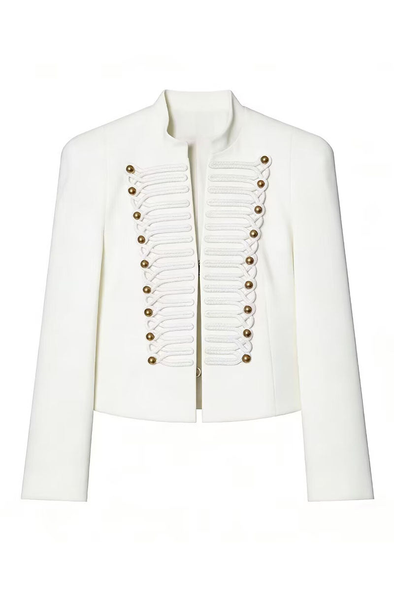 Button Stand Collar Long Sleeve Jacket