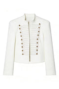 Button Stand Collar Long Sleeve Jacket
