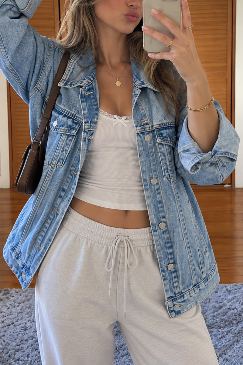 Angel Wing Halo Graphic Denim Jacket